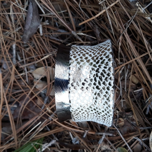 Cuff Bracelet/ Metallic Exotic Print Faux Suede Detail/Statement Bracelet/ Boho - Picture 5 of 15